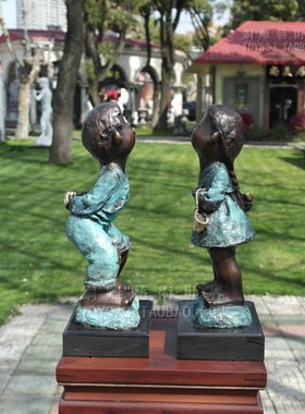 铜雕塑天真童年两小无猜结婚礼物酒店软装潢摆件家居装饰工艺术品
