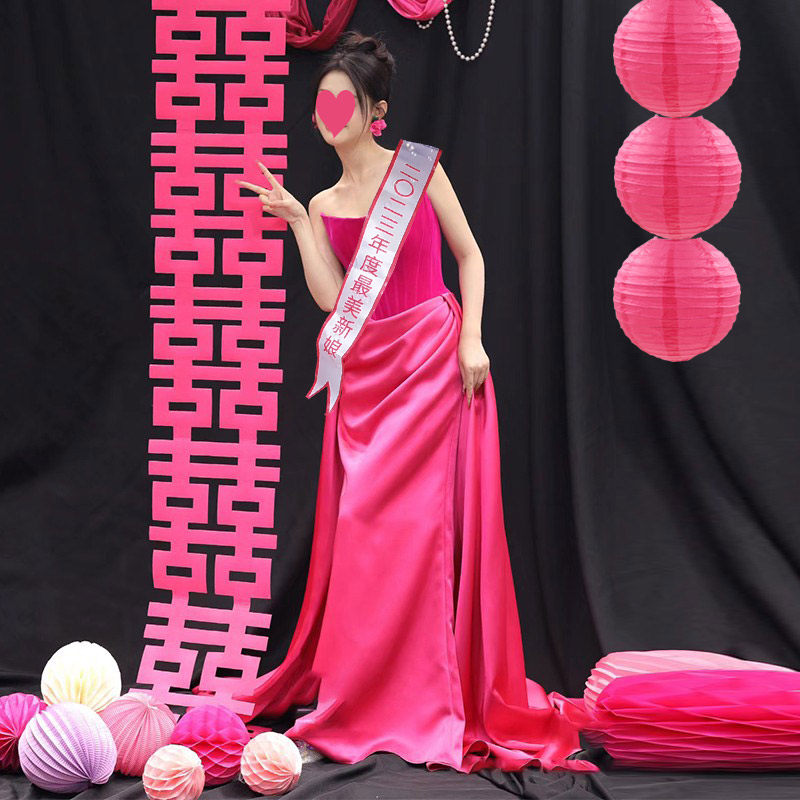 婚房布置套装长条连喜婚庆玫红色喜字布婚礼结婚订婚拍照道具挂饰,淘宝优惠券,粉丝福利购,淘宝优惠卷