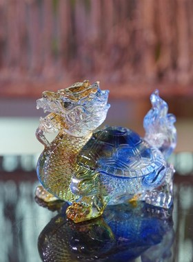 琉璃龙龟貔貅神兽茶宠摆件可养招财禅意茶道配件茶几精品八卦摆件