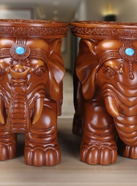 大象凳子摆件招财吉祥客厅换鞋凳中式办公室茶桌茶几乔迁开业礼品