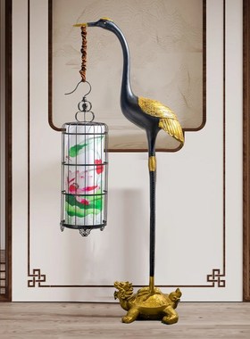 新中式龟鹤延年仙鹤雕塑禅意落地摆件酒店大堂庭院造景装饰品干景