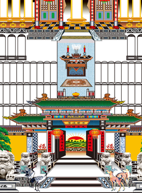 褪色布过年供奉老祖宗家谱挂画卷轴家堂轴子族宗谱祖先牌位家普