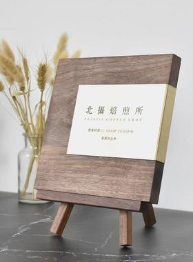 黑胡桃展示架三角支架桌面装饰画架折叠架摆件北欧风木质相框托架