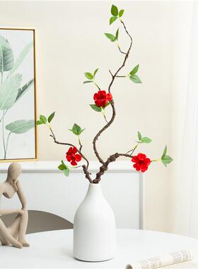 彷真绿色植物假植物客厅插花餐桌摆设装饰品彷真海棠花花假花花艺