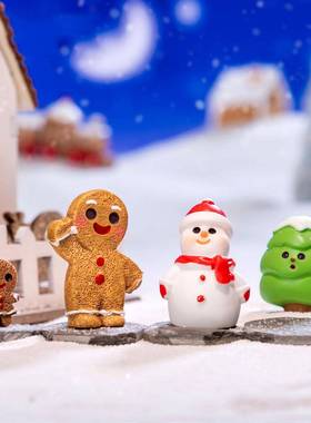 跨境外贸微景观创意圣诞节姜饼人造雪景 DIY装饰品桌面迷你小摆件