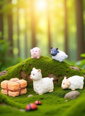微景观创意农场小猪羊牛马动物苔藓DIY造景装饰品迷你桌面小摆件