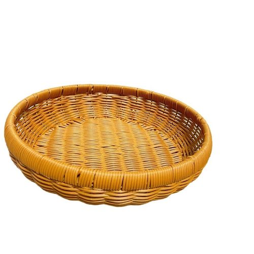 仿藤手工编织收纳筐家用洗菜篮水果篮子整理托盘仿圆形簸箕晾晒筐 - 图3