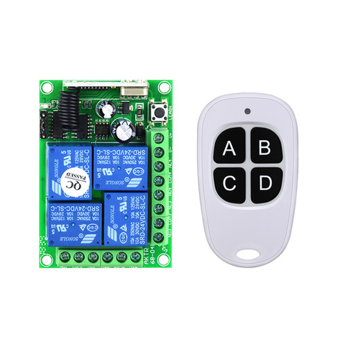 DC12V-24V4路无线数码遥控开关车灯喇叭车尾板升降机栅栏机电机开 - 图0