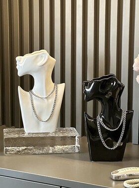 创意陶瓷家居装饰品人物小众花瓶摆件客厅电视柜玄关样板间高级感