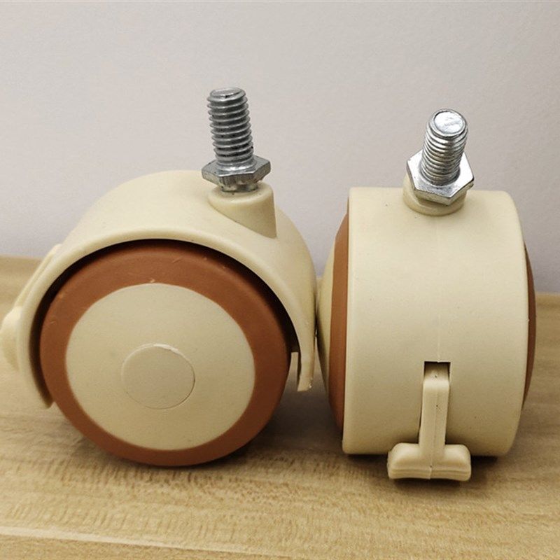 实木婴儿床配件餐椅轮子M8丝杆脚轮滑轮轱辘静音刹车轮螺杆轮2寸,淘宝优惠券,粉丝福利购,淘宝优惠卷