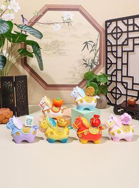 唐三彩小马富富转桌面饰品全国潮流家居入口办公室工作站装饰饰品