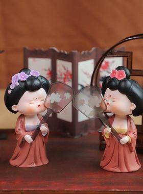 国潮唐仕女摇头车摆套装古风卧室客厅装饰品摆饰礼物汽车车载摆件