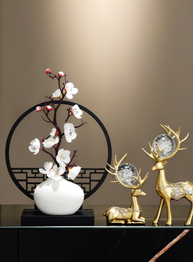 新中式禅意装饰品家居客厅创意桌面玄关电视柜酒柜插花花瓶摆件