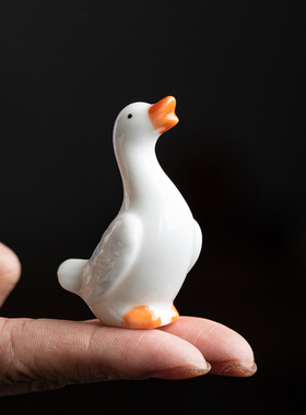 陶瓷迷你小白鸭子摆件家居桌面工艺品盆栽假山鱼缸造景微景观装饰