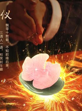 粉水晶鸳鸯发财树摆件百年好合婚庆结婚礼物水晶鸳鸯摆件家居装饰