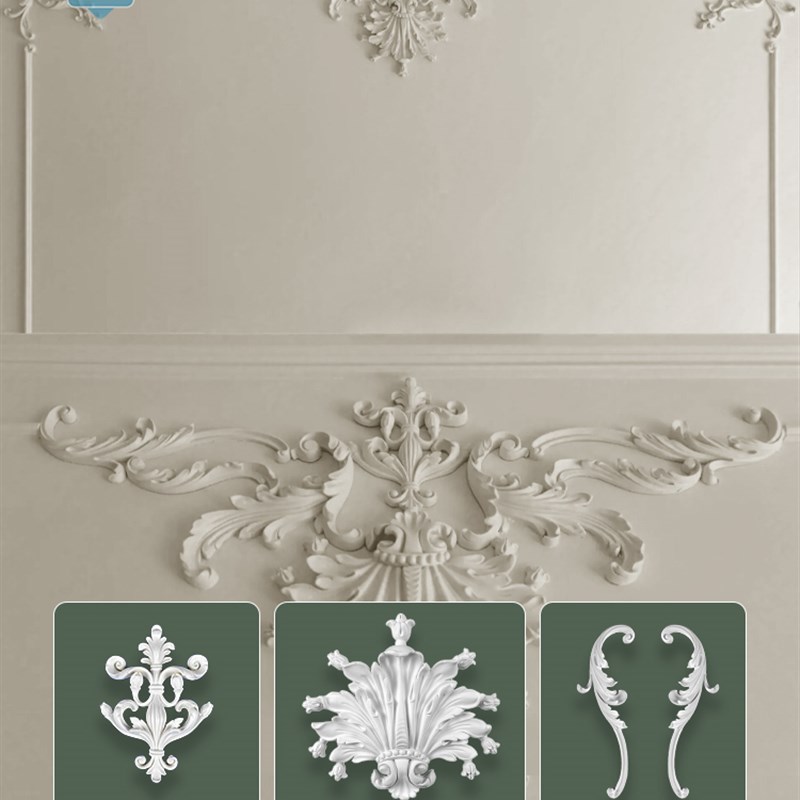 法式PU雕花背景墙面造型中花装饰边框装饰条天花造型角花饰花 - 图2