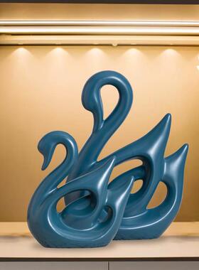 现代简约天鹅摆件客厅酒柜电视柜装饰品玄关柜桌面小摆设乔迁礼物