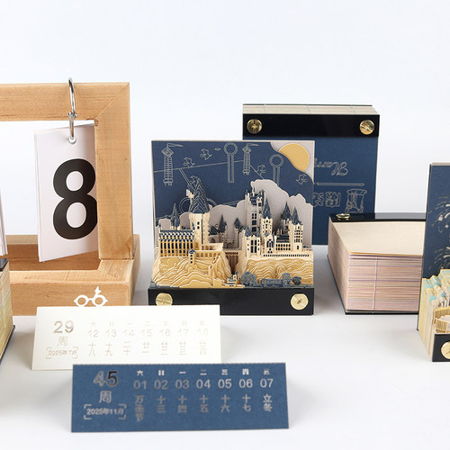 3d立体便签本纸雕哈利波特城堡手撕日历学生diy摆件生日礼物礼品 - 图3