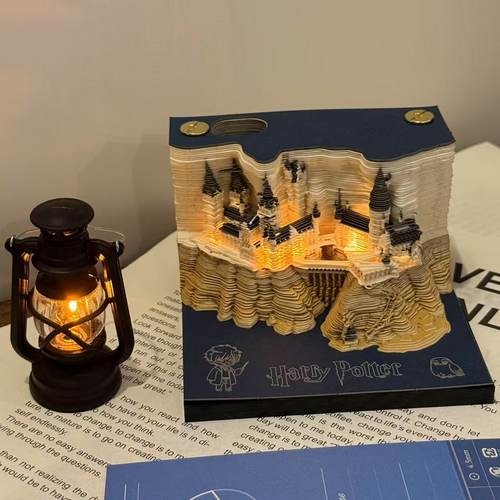 3d立体便签本纸雕哈利波特城堡手撕日历学生diy摆件生日礼物礼品 - 图1