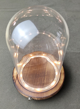 发光永生花玻璃罩侧面关带灯密封胶圈卡扣防尘罩展示盒