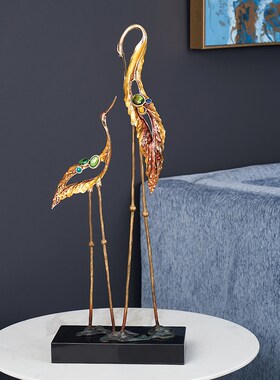 圣朗伦珐琅彩工艺仙鹤创意玄关架饰品酒店大厅