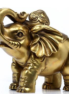 铜象摆件黄铜大象一对铜器象工艺品大象客厅办公室如意象