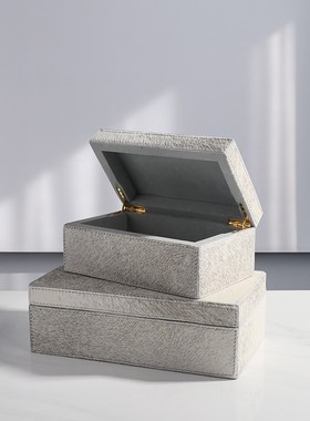 简约现代创意首饰盒编织纹托盘摆件样板间酒店卧室客厅桌面装饰品