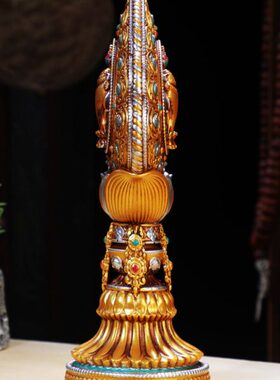 藏式树脂八吉祥摆件密宗民族风桌面供奉镶嵌彩珠精细雕刻八吉祥