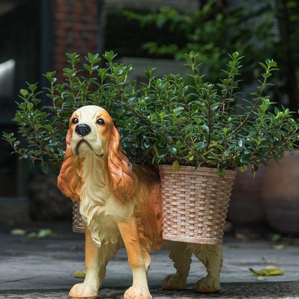 家点靓 创意花盆摆件欧式客厅装饰树脂狗落地式花几花架家居摆设,淘宝优惠券,粉丝福利购,淘宝优惠卷