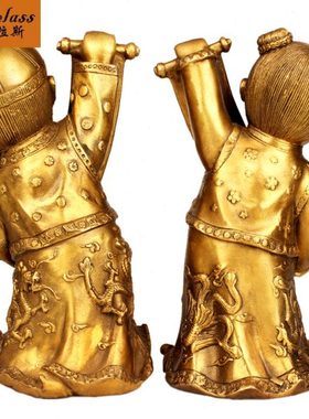 班德拉斯铜善财童子龙女金童玉女摆件家居新婚新房装饰工艺品摆件