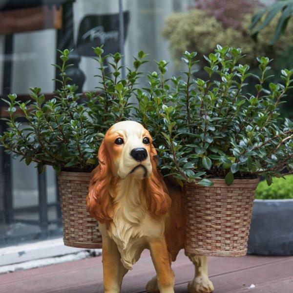家点靓 创意花盆摆件欧式客厅装饰树脂狗落地式花几花架家居摆设,淘宝优惠券,粉丝福利购,淘宝优惠卷
