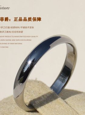 《小白》新款弧形光面素圈戒指哈氏合金简约闭口冷淡风质感素戒