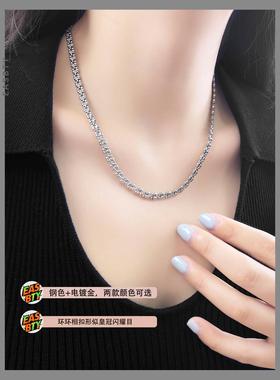 项炼新款钛钢吊坠挂绳高级感小众颈炼锁骨炼学生党酷帅不锈钢素炼