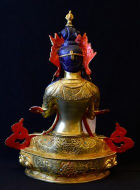 金刚总持尼泊尔手工进口紫铜鎏金精品摆件1尺铜像