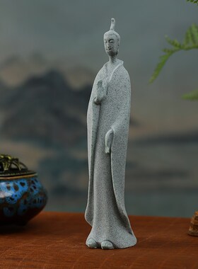 青砂石北魏佛像中式禅意鱼缸造景佛陀摆件花卉盆景假山微景观装饰