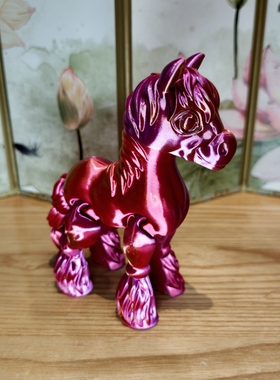 可爱汗血宝马装饰摆件生肖马立体关节可活动手办千里马模型玩具3d