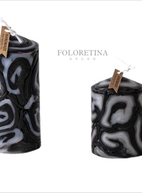 中古欧式复古风装饰手工圆柱大蜡烛浪漫欧式餐桌茶几香薰装饰品