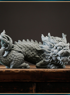 青砂石山海经中式家居麒麟龙龟茶宠摆件创意国风送礼鱼缸造景貔貅