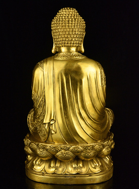 纯铜释迦牟尼佛像摆件铜像家居供奉大日如来佛祖释迦摩尼摆设一套