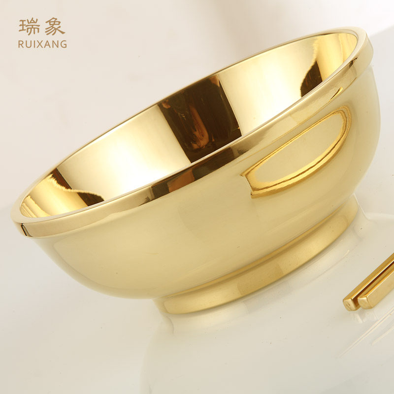瑞象 .英寸加厚铜碗饭碗家用吃面碗大号米饭碗铜餐具金饭碗,淘宝优惠券,粉丝福利购,淘宝优惠卷