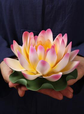 陶瓷莲花摆件 禅意家居饰品纯手工莲花睡莲线 线香炉客厅装饰工艺