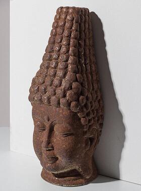 侘寂风佛首佛头像覆古粗陶瓷摆饰新中式酒店民宿服软装饰玄关橱窗