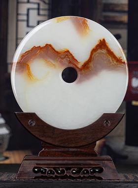 红花冰玉石平安扣客厅摆件开业中式酒柜乔迁送礼家居装饰品