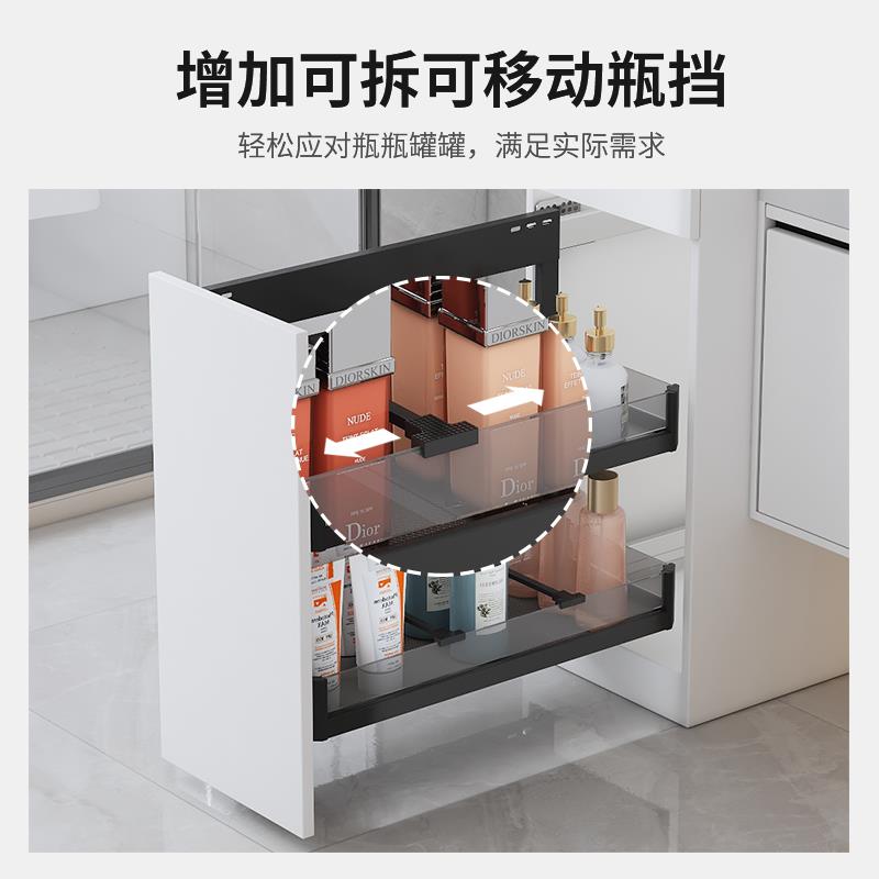 化妆室浴室柜半墙侧装拉篮抽屉式极窄柜洗手台边柜厨房整体橱柜置 - 图1