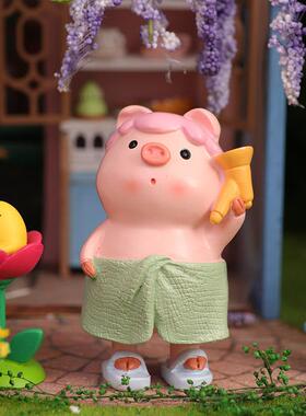 滑板小猪汽车摆件可爱猪猪车载车内装饰品办公室桌面生日礼物女生