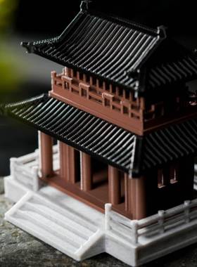 微景观中式景观假山亭模型吸水陆屋鱼缸盆景古建筑摆件