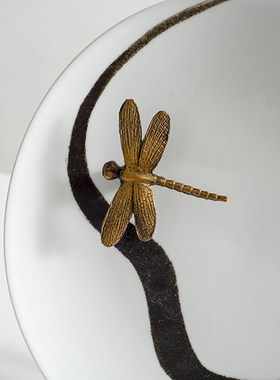 新中式陶瓷玄关盘摆件样板间书房书架书柜软装饰品茶室博古架摆设