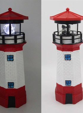 太阳能树脂旋转灯塔户外花园装饰景观别墅庭院草坪警示塔