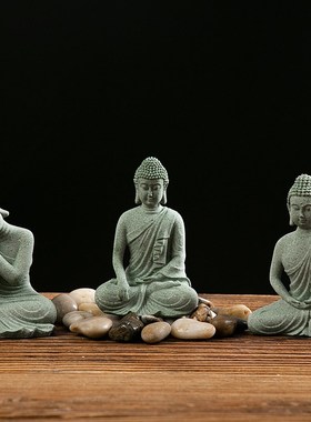 桌面工艺品佛像摆件创意玄关禅意新中式家居茶宠香道鱼缸装饰品