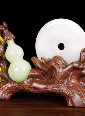 五福临门玉石平安扣葫芦摆件客厅酒柜电视柜装饰新家乔迁开业礼品